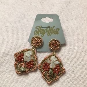 Studded Earring from Key West. Crystal, shells & beads NWT